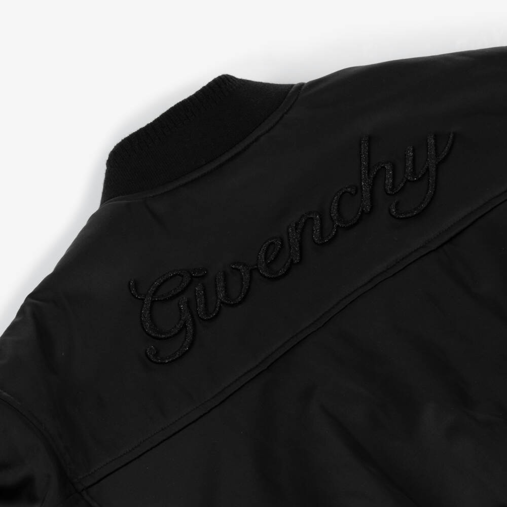 Givenchy-Girls Silky Black Designer Jacket | Childrensalon Outlet