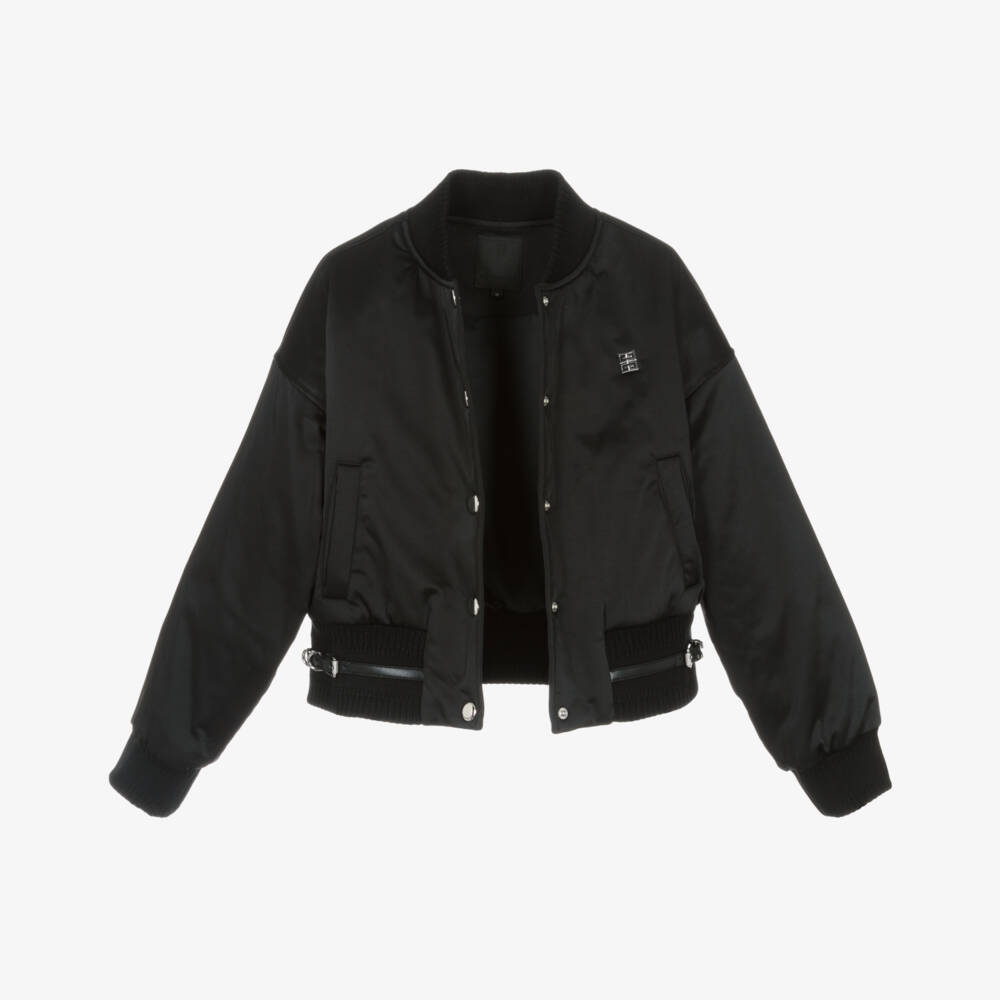 Givenchy-Girls Silky Black Designer Jacket | Childrensalon Outlet