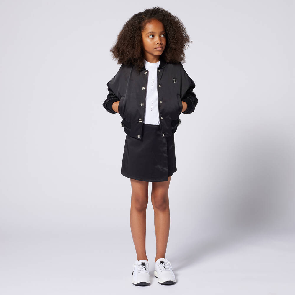Givenchy-Girls Silky Black Designer Jacket | Childrensalon Outlet