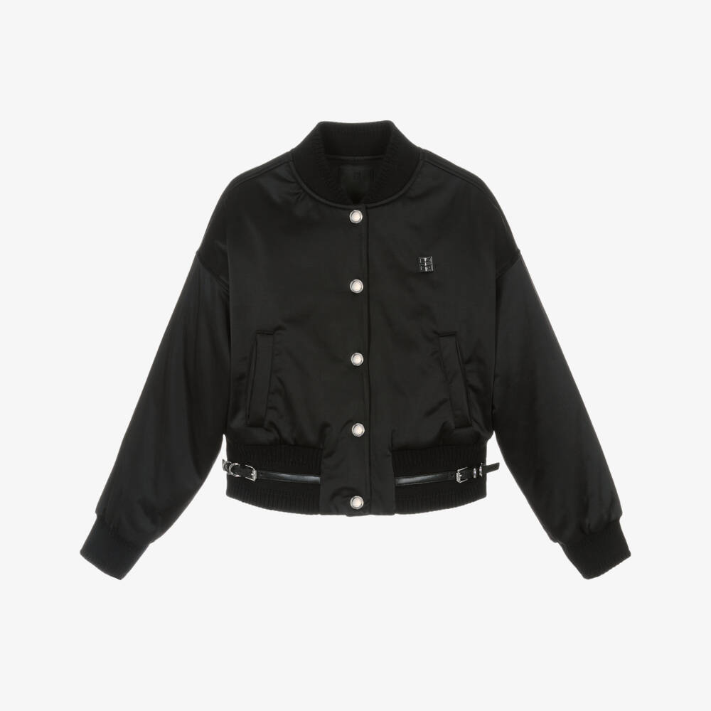 Givenchy-Girls Silky Black Designer Jacket | Childrensalon Outlet