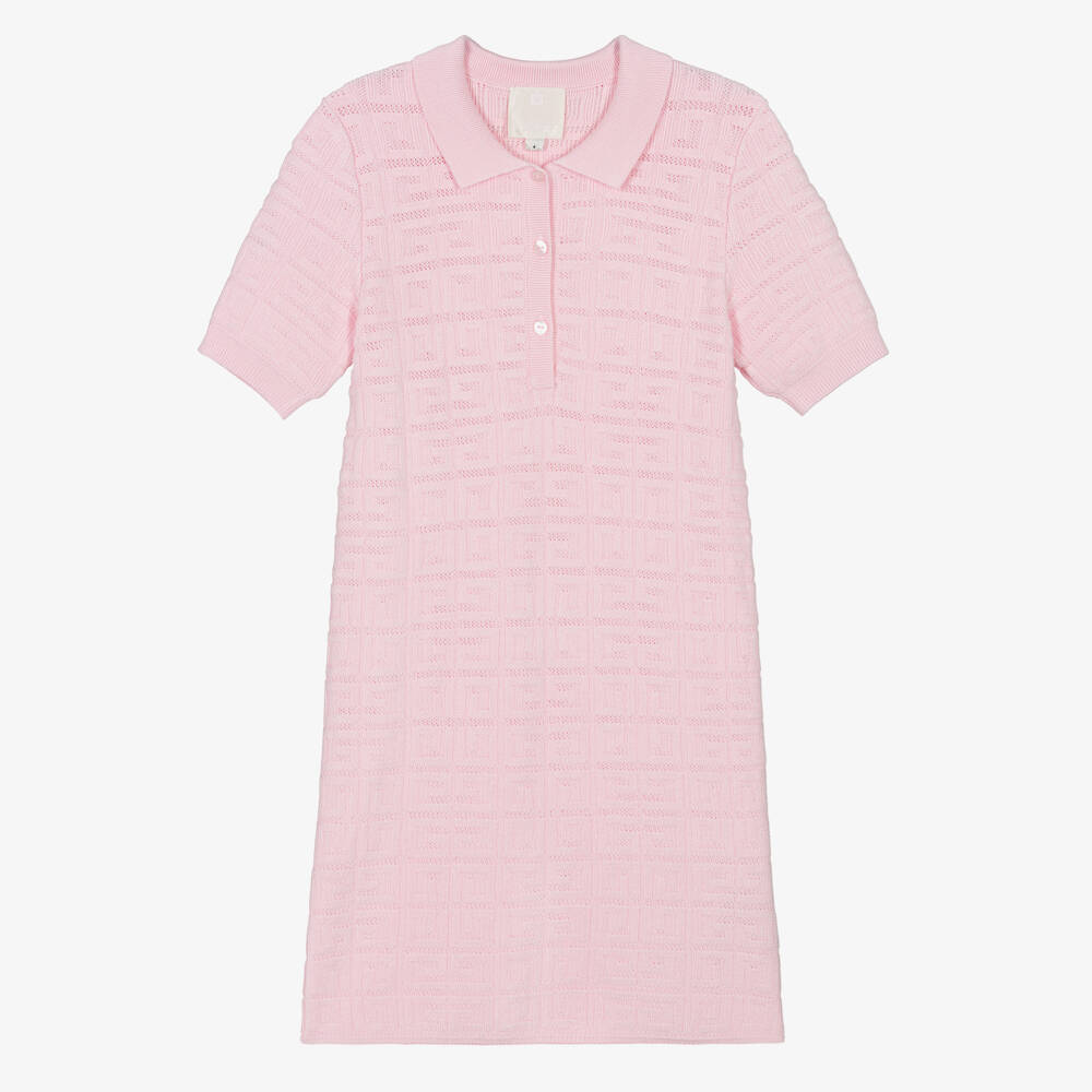 Givenchy-Girls Soft Pink Knit Polo Frock | Childrensalon Outlet
