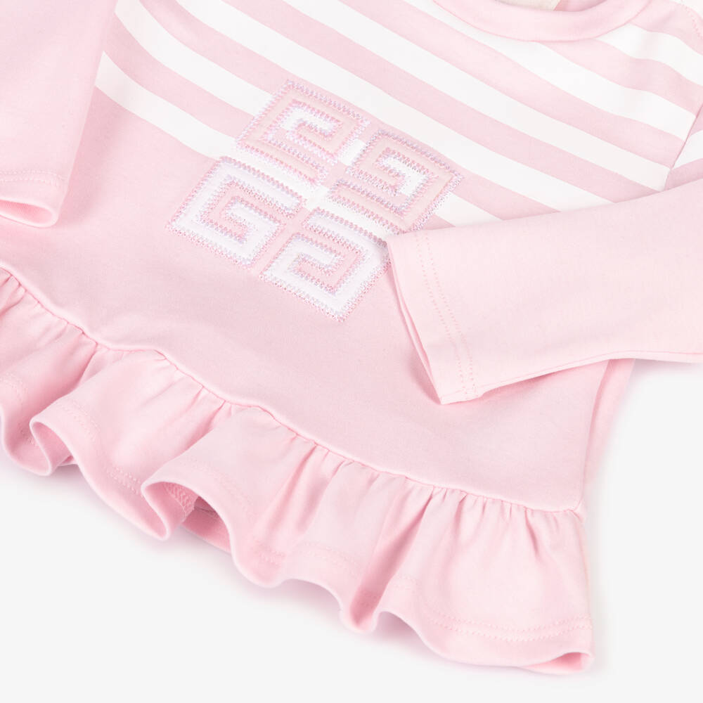 Givenchy-Girls Soft Pink Striped Top | Childrensalon Outlet