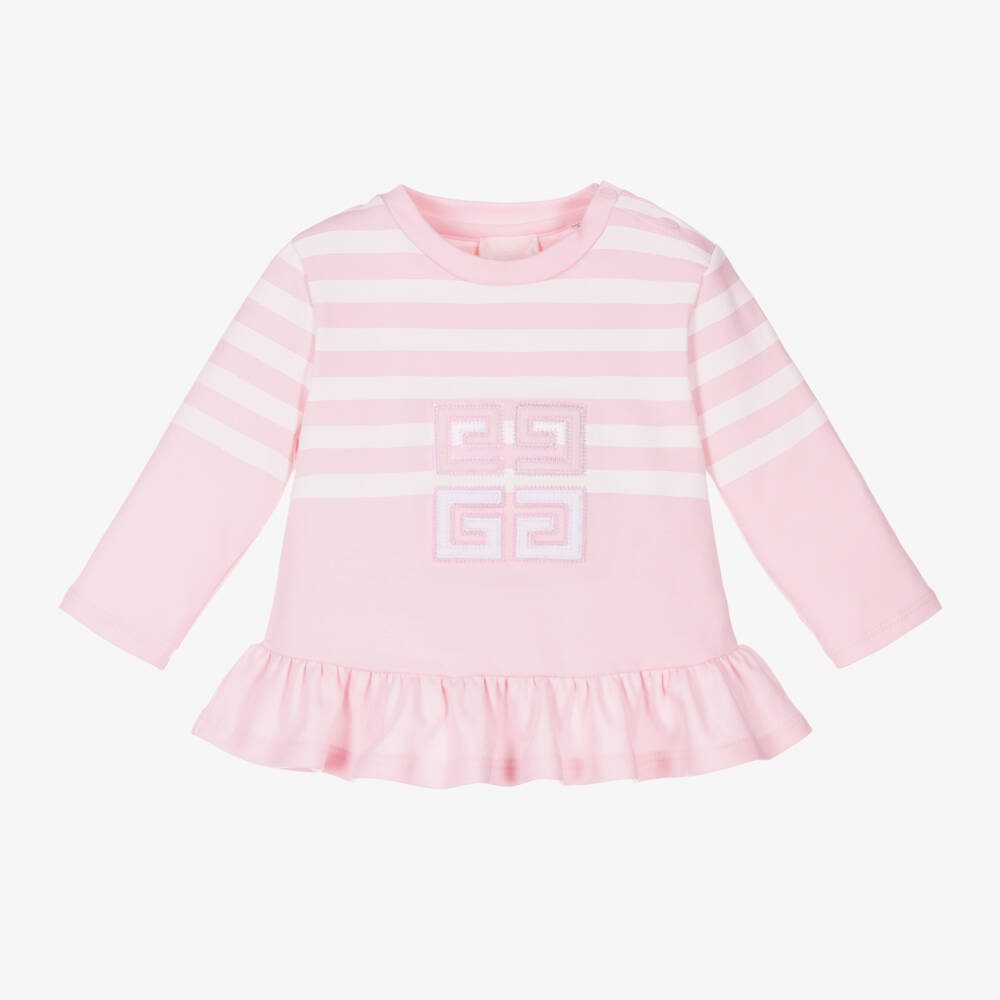 Givenchy-Girls Soft Pink Striped Top | Childrensalon Outlet