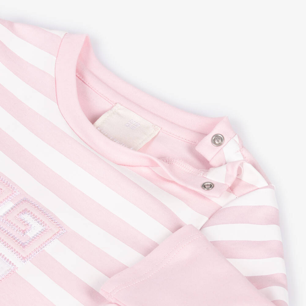 Givenchy-Girls Soft Pink Striped Top | Childrensalon Outlet