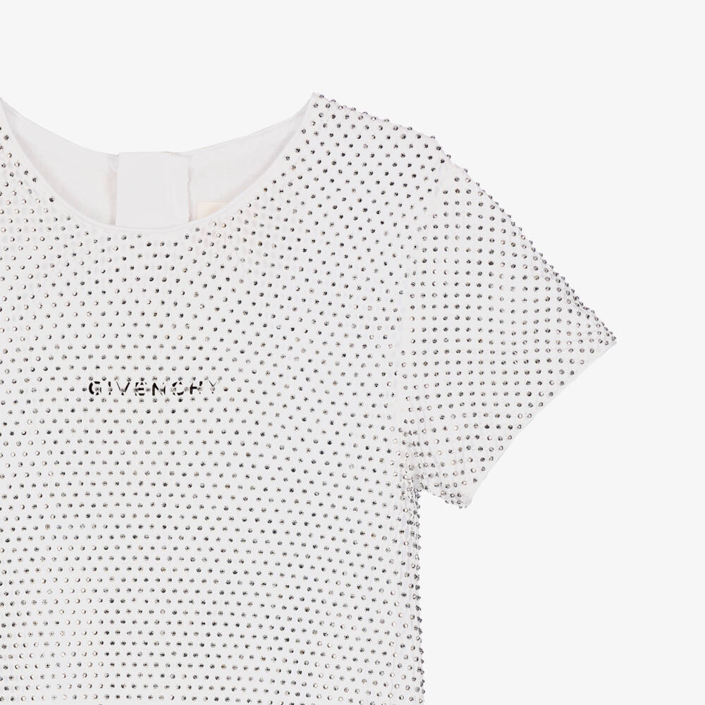 Givenchy-Girls Sparkling Silver Lattice Dress | Childrensalon Outlet
