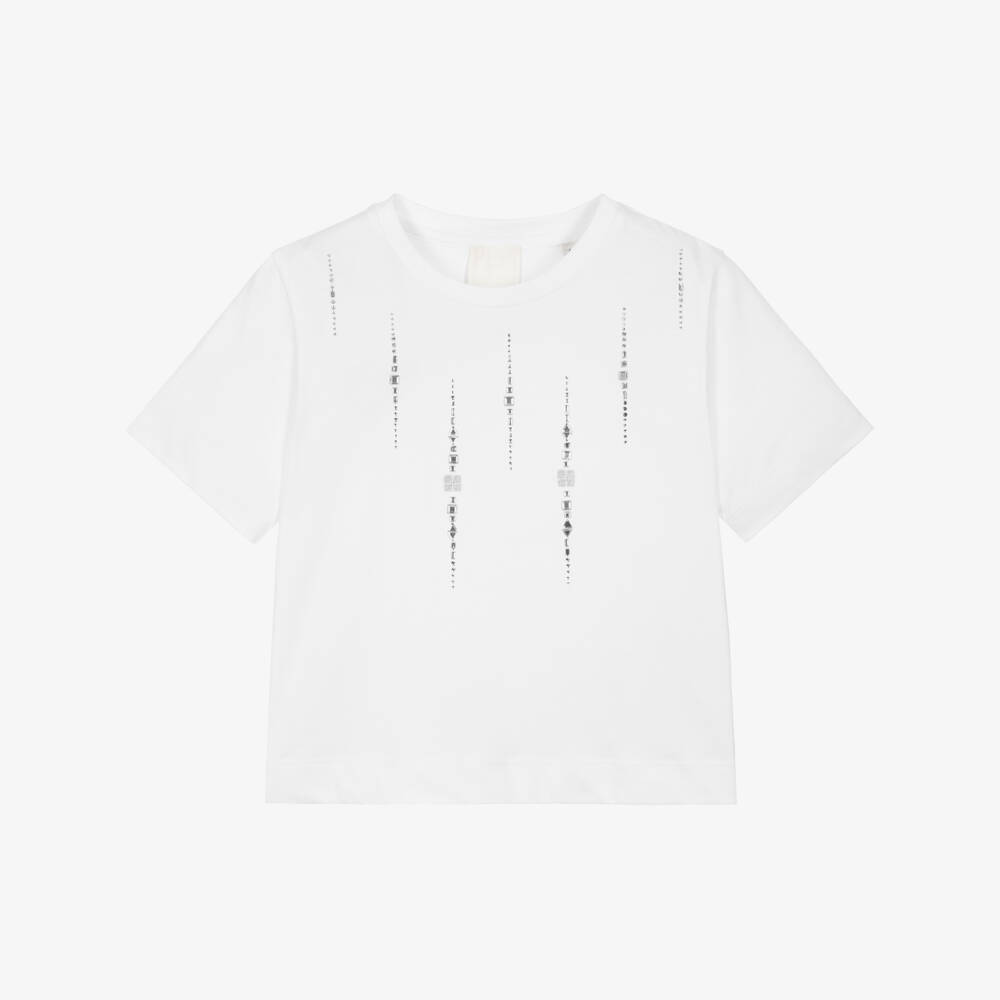 Givenchy-Girls Sparkling White Cotton Tee | Childrensalon Outlet