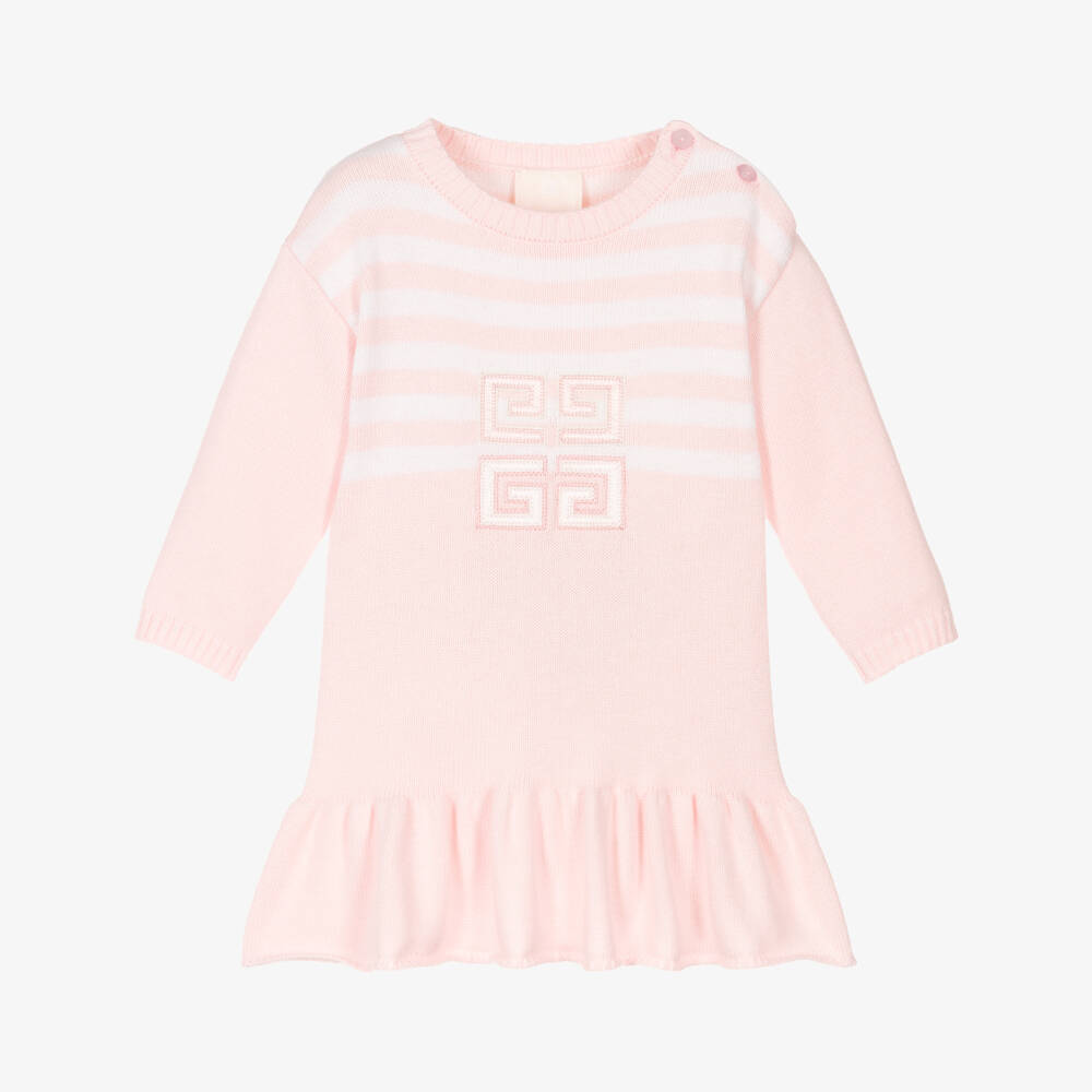 Givenchy-Girls Striped Pink Knit Dress | Childrensalon Outlet