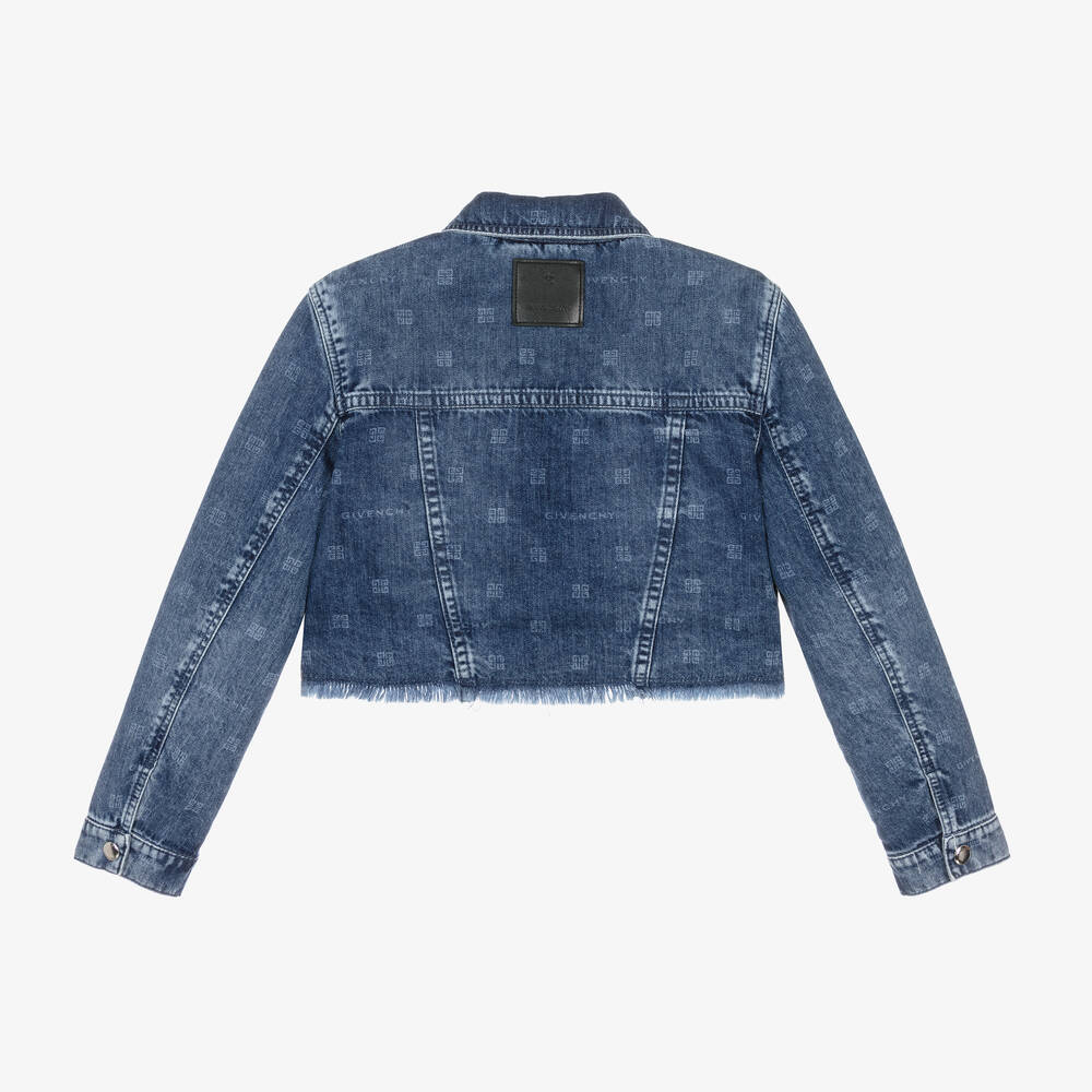 Givenchy-Girls Washed Blue Denim Jacket | Childrensalon Outlet