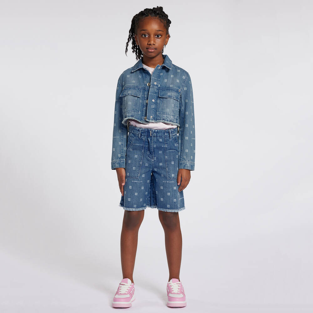 Givenchy Girls Washed Blue Denim Jacket