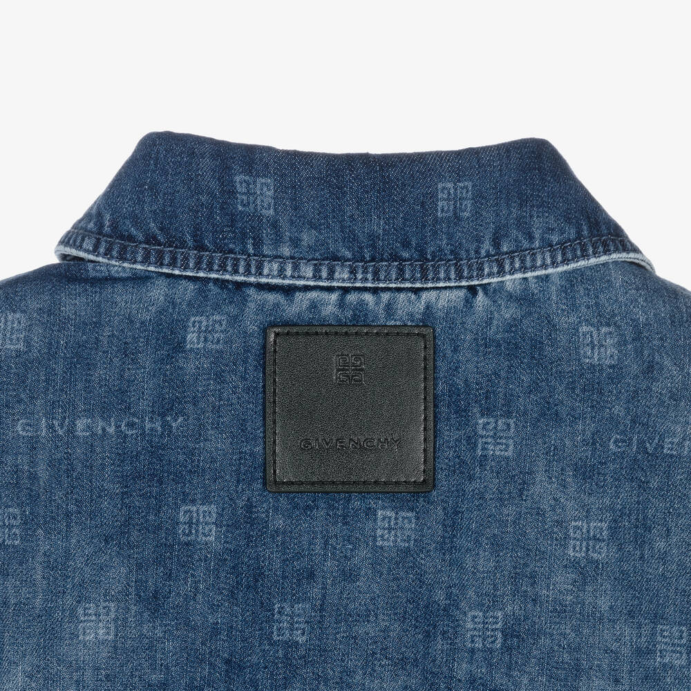 Givenchy-Girls Washed Blue Denim Jacket | Childrensalon Outlet