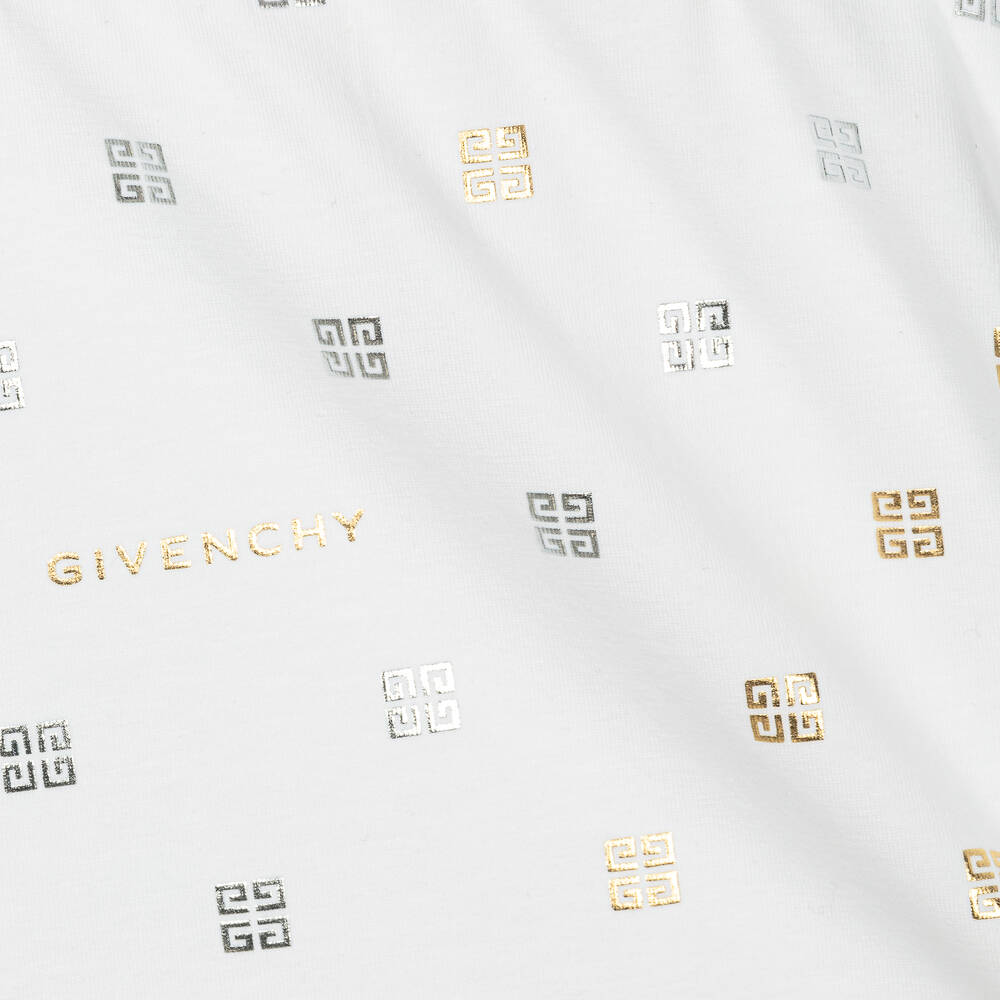 GIVENCHY 4Gモノグラム コットンテリー ホルターネック ドレス Givenchy - Girls White 4G Cotton Dress | Childrensalon Outlet