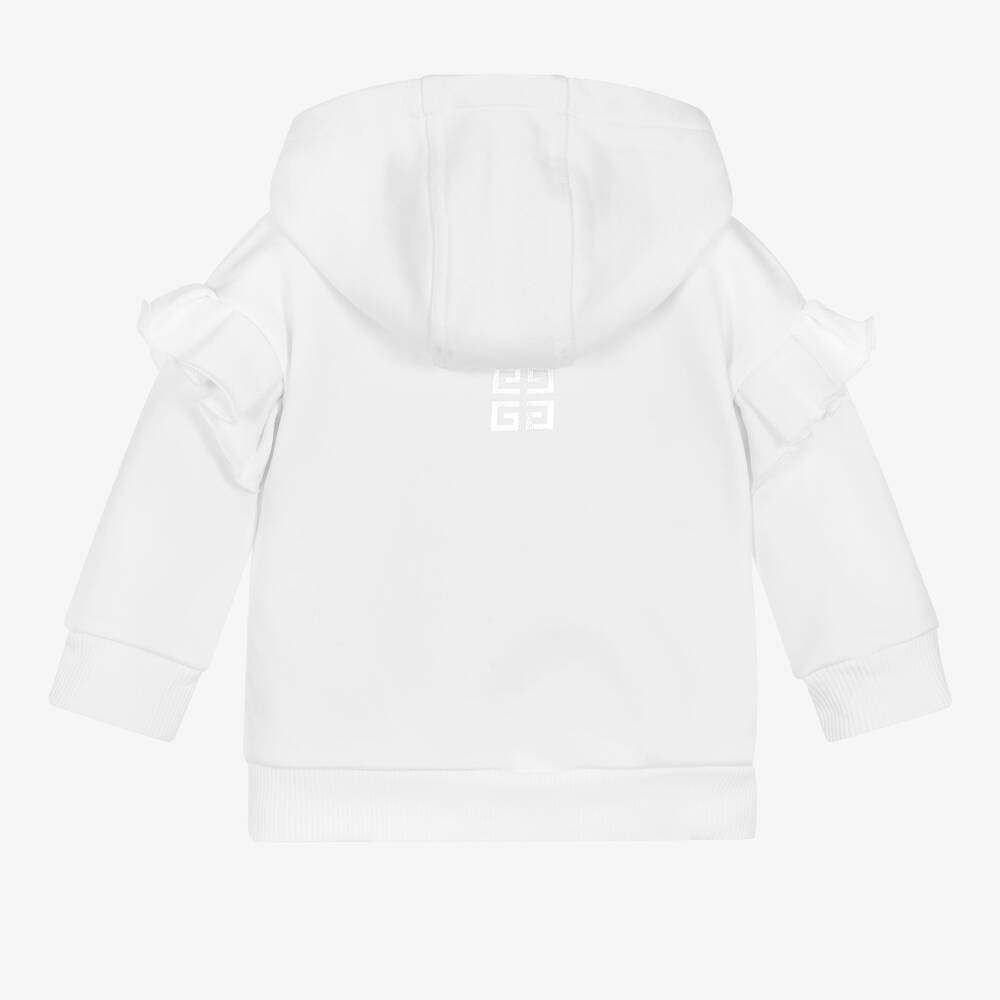 جيفنشي-توب هودي بسحّاب 4G تينز بناتي قطن جيرسي لون أبيض | Childrensalon Outlet