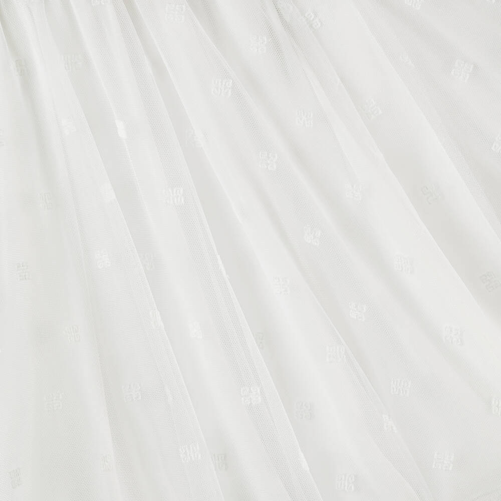 Givenchy-Girls White 4G Tulle Skirt | Childrensalon Outlet