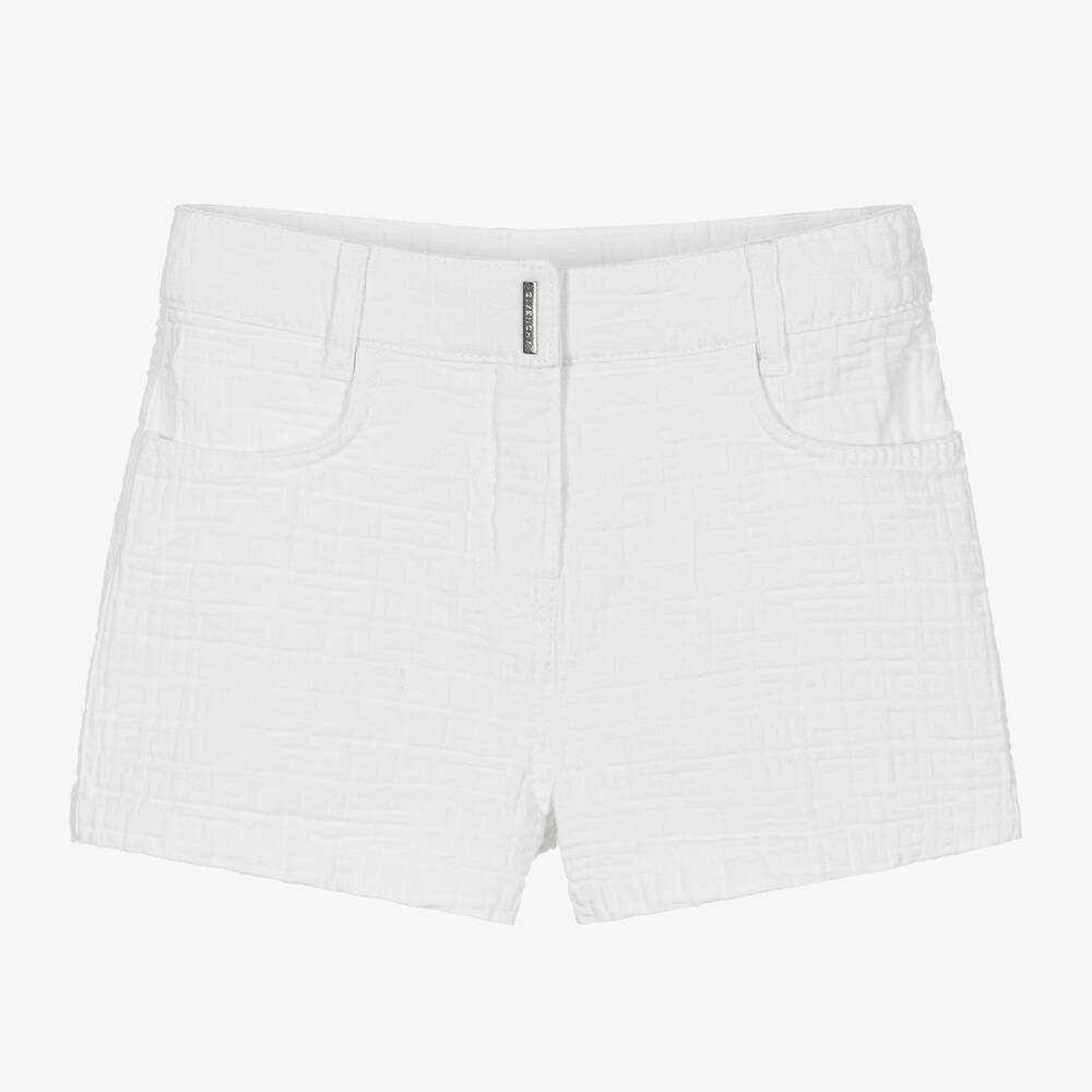 Givenchy - Girls White Cotton 4G Logo Shorts | Childrensalon