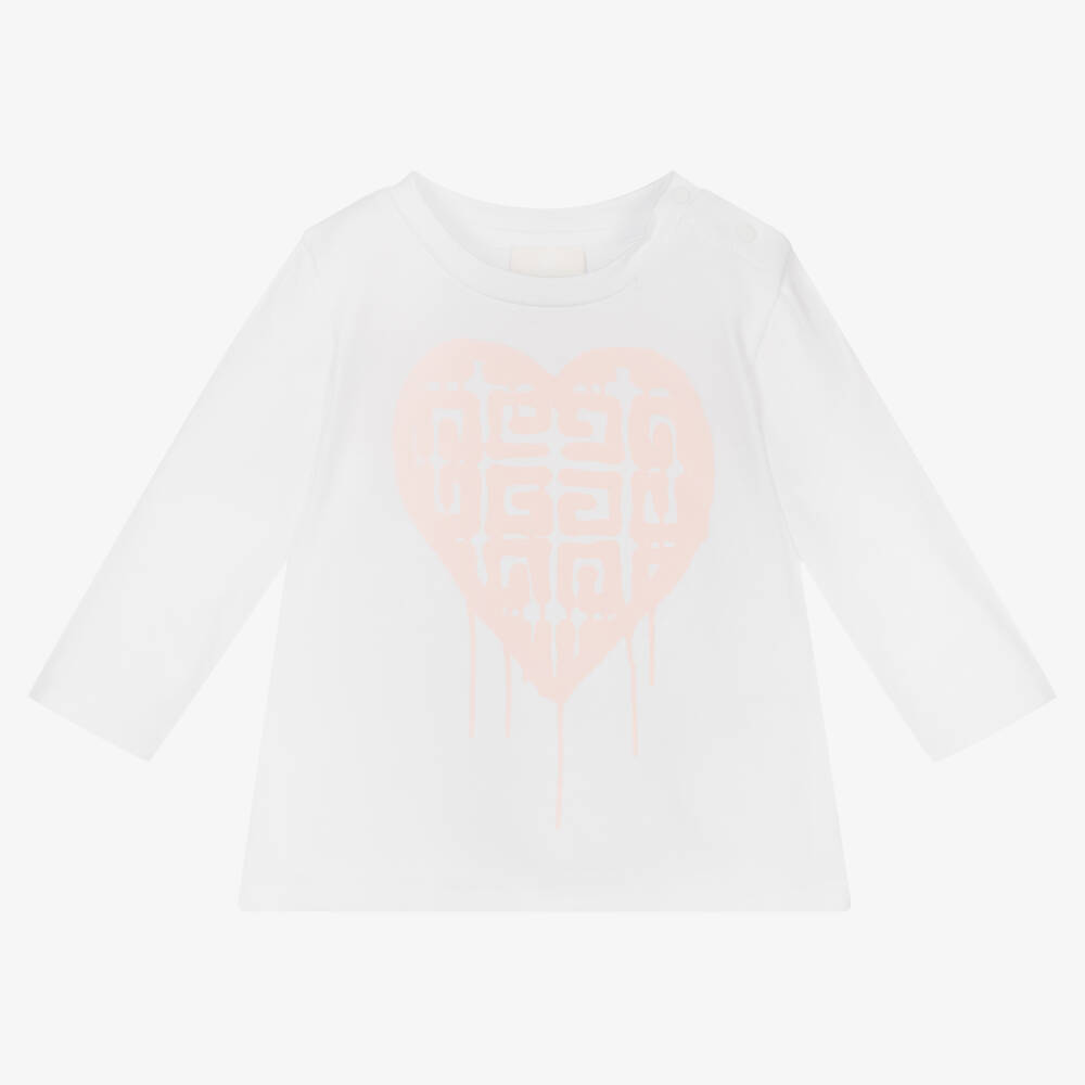 Givenchy - Girls White Cotton 4G Logo Top | Childrensalon