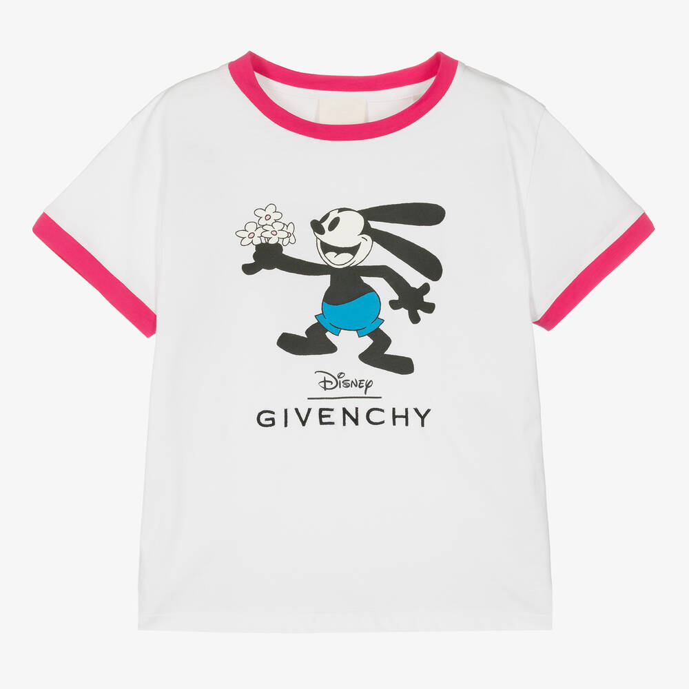 Givenchy-تيشيرت بطبعة ديزني قطن جيرسي لون أبيض للبنات | Childrensalon Outlet