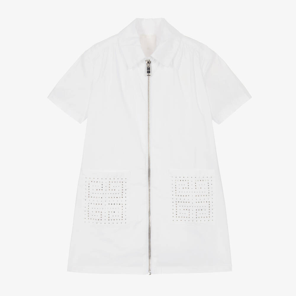 Givenchy - فستان قطن بوبلين لون أبيض | Childrensalon