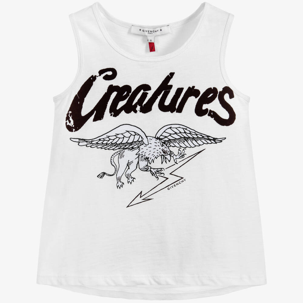 Givenchy-Girls White Cotton Vest Top | Childrensalon Outlet