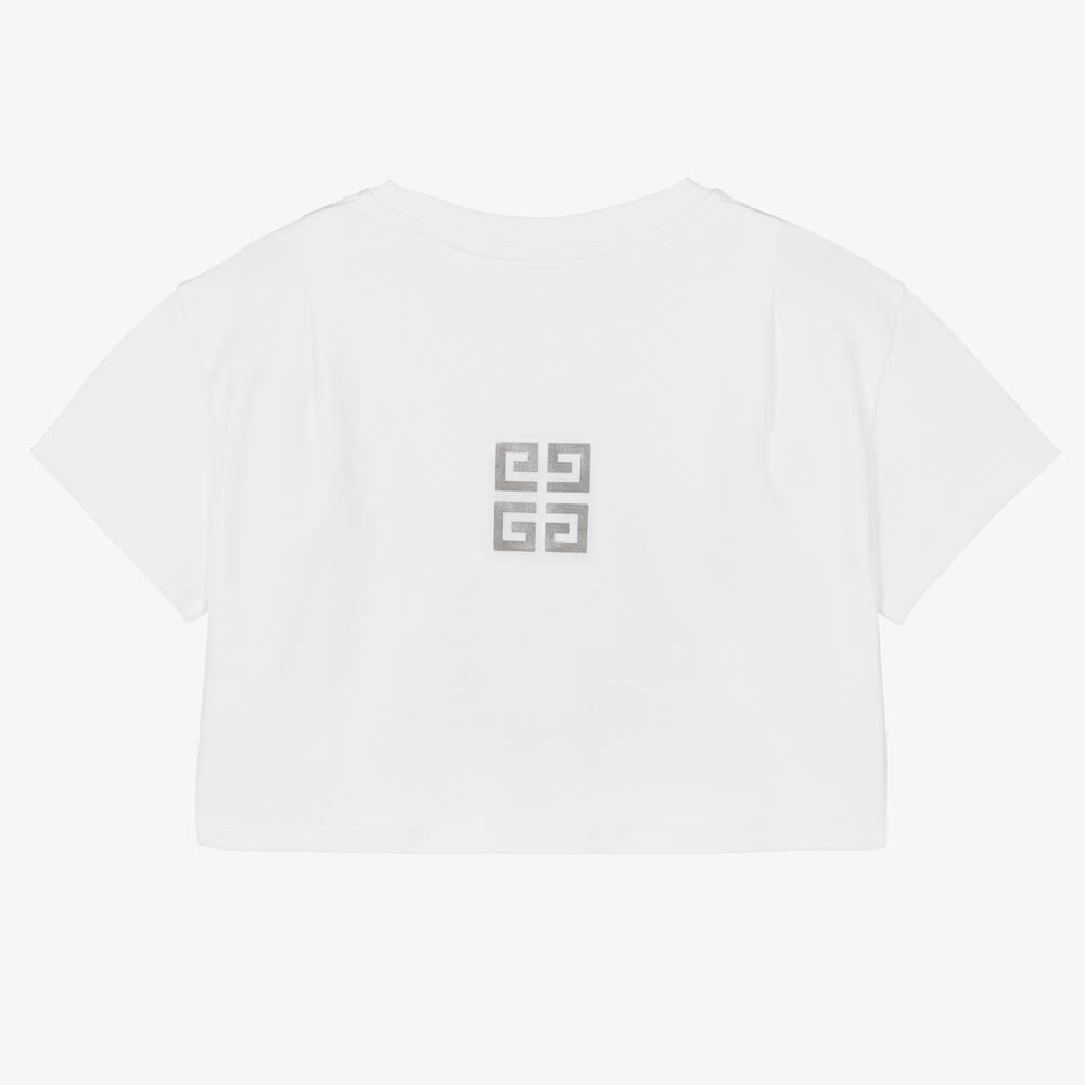 Givenchy - Girls White Cropped Cotton T-Shirt