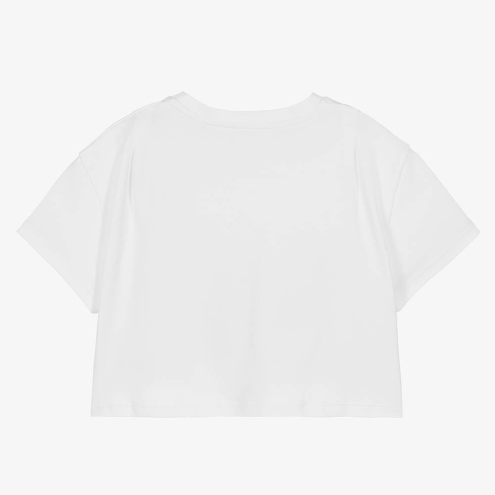 Givenchy - Girls White Cropped Swarovski T-Shirt