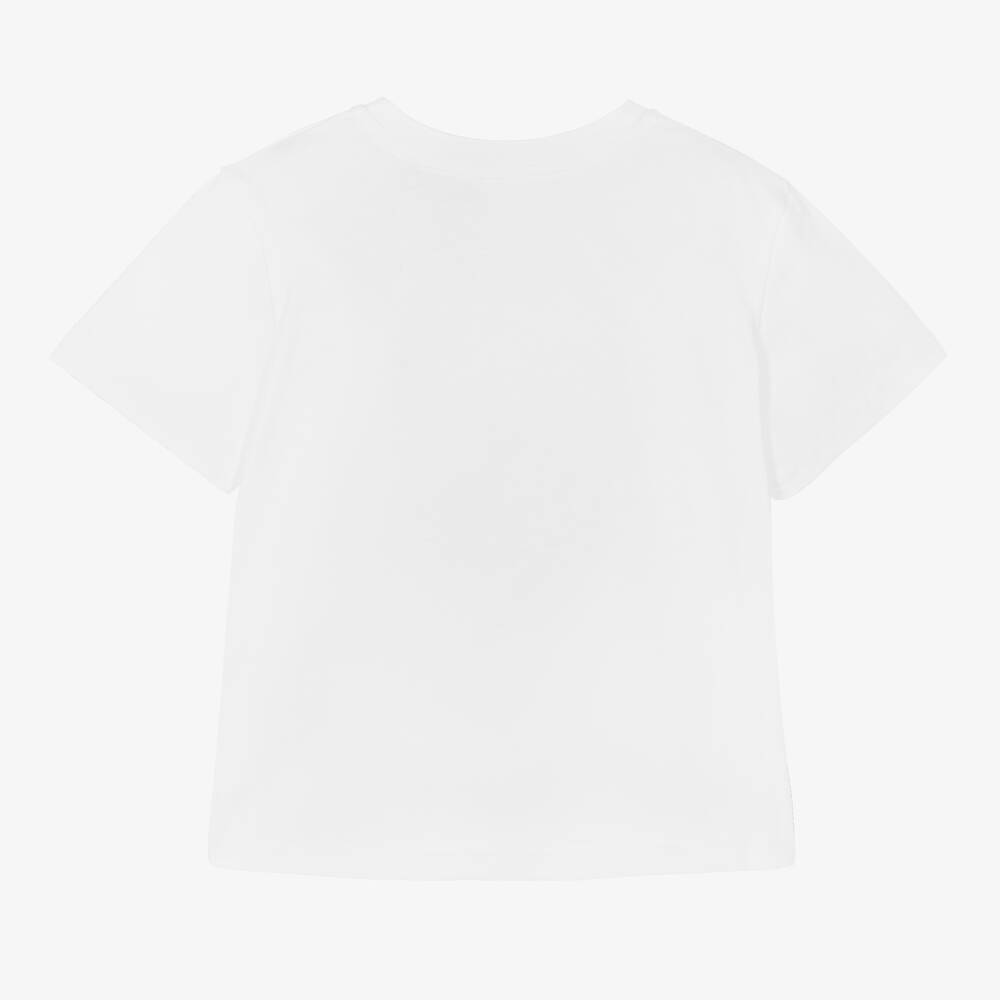 Givenchy-Girls White & Gold Cotton 4G T-Shirt | Childrensalon Outlet