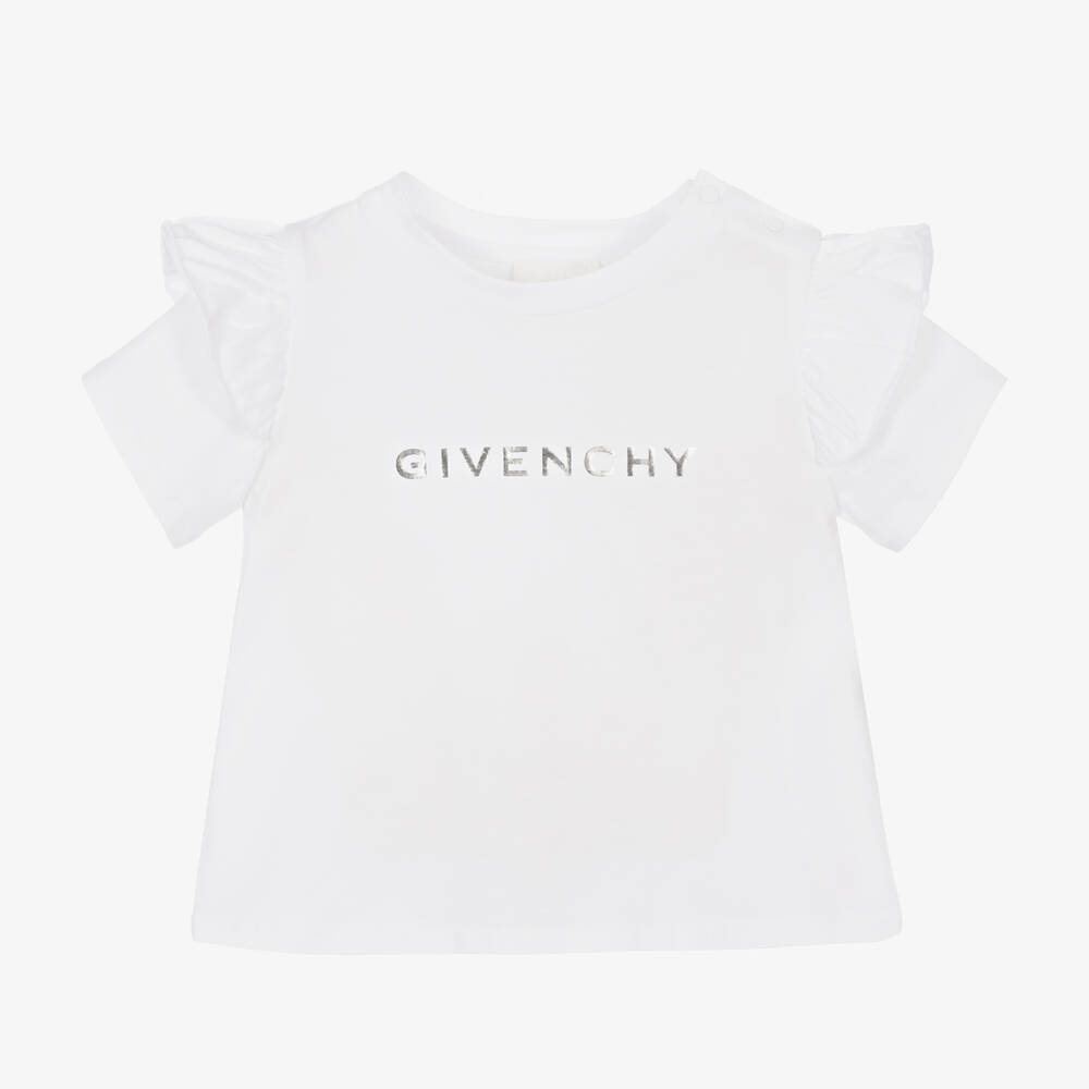 Givenchy - تيشيرت أطفال بناتي قطن جيرسي لون أبيض | Childrensalon