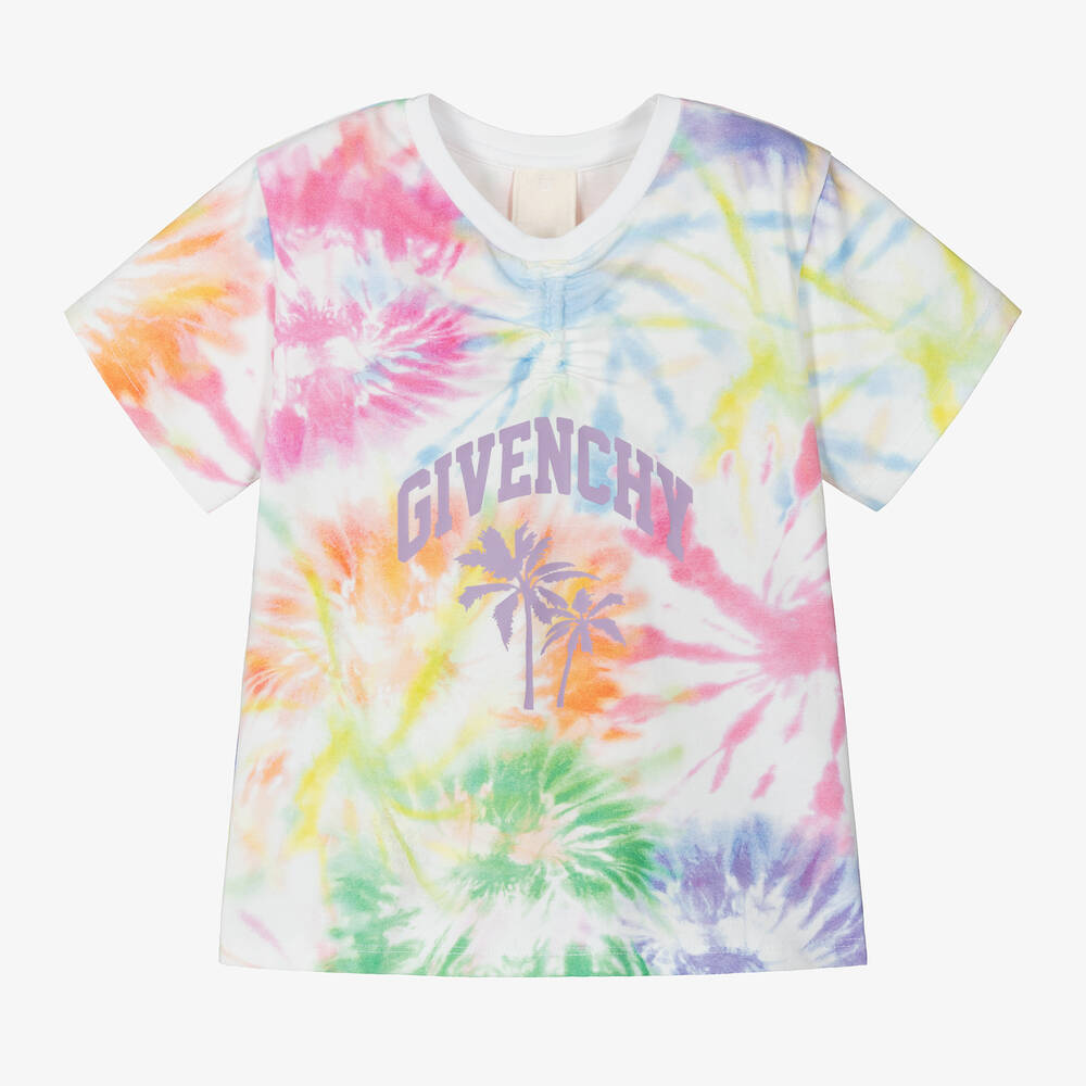 Givenchy-Белая разноцветная футболка тай-дай для девочек | Childrensalon Outlet