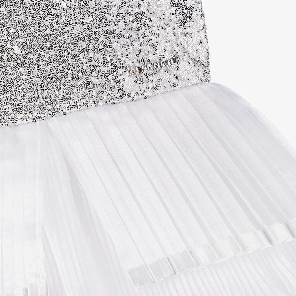 Givenchy-Белое платье из тюля с пайетками | Childrensalon Outlet
