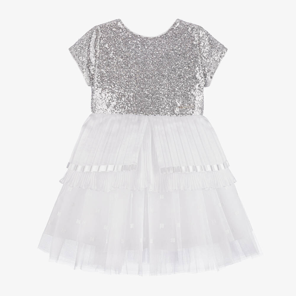 Givenchy - Robe blanche en tulle à sequins | Childrensalon