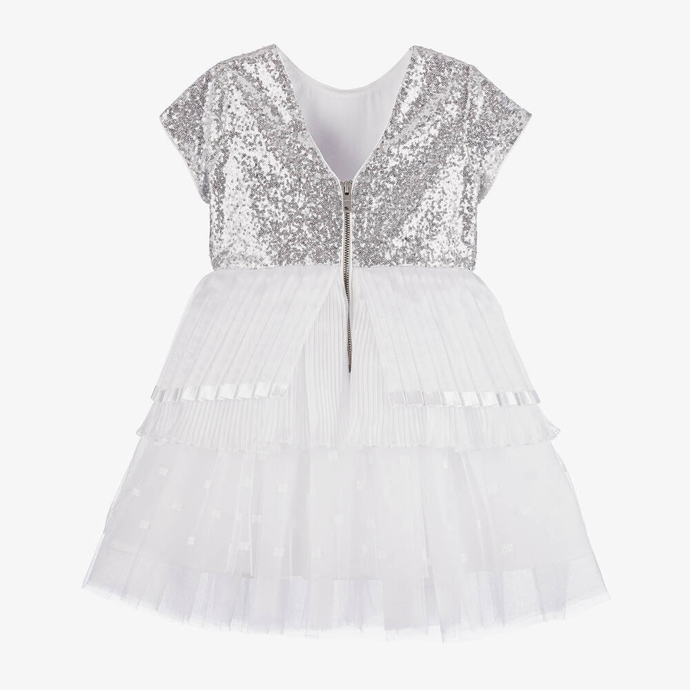 Givenchy-Белое платье из тюля с пайетками | Childrensalon Outlet