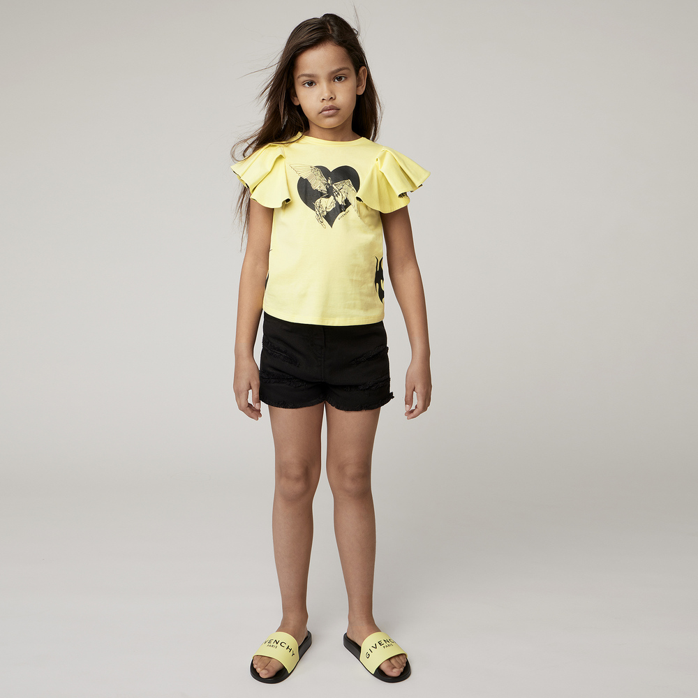 Givenchy Girls Yellow Ruffle T-Shirt