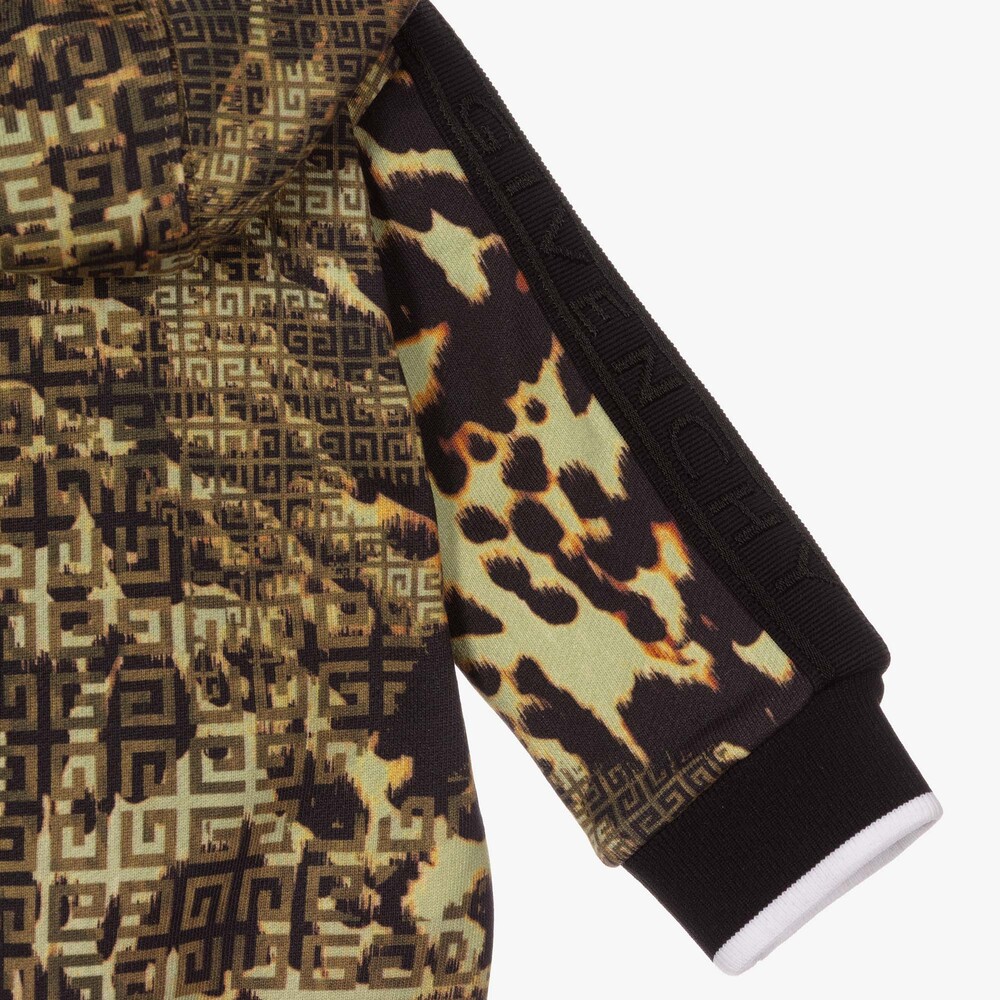 Givenchy-Green 4G Camo Zip-Up Hoodie | Childrensalon Outlet
