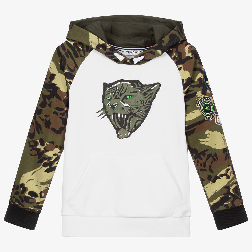 Givenchy - Green Camo & Cheetah Print Hoodie | Childrensalon