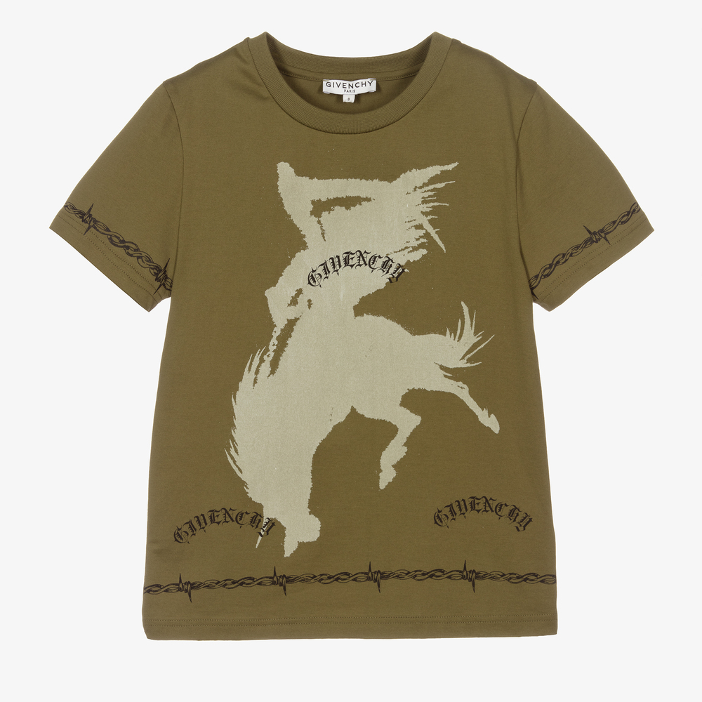 Givenchy - T-shirt vert en coton gothique | Childrensalon