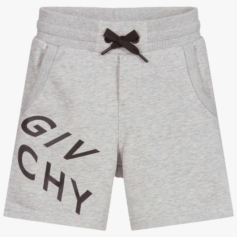 Givenchy - Grey Cotton Logo Shorts | Childrensalon