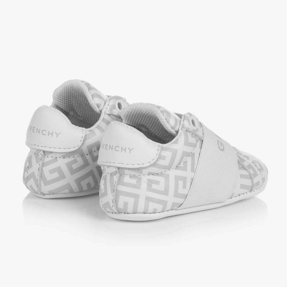 Givenchy-Grey Leather 4G Pre-Walker Trainers | Childrensalon Outlet