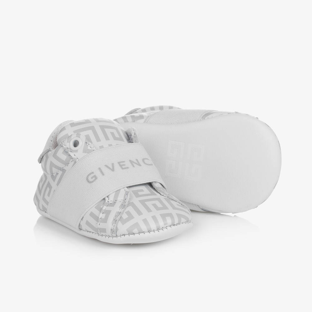 Givenchy - Grey Leather 4G Pre-Walker Trainers | Childrensalon