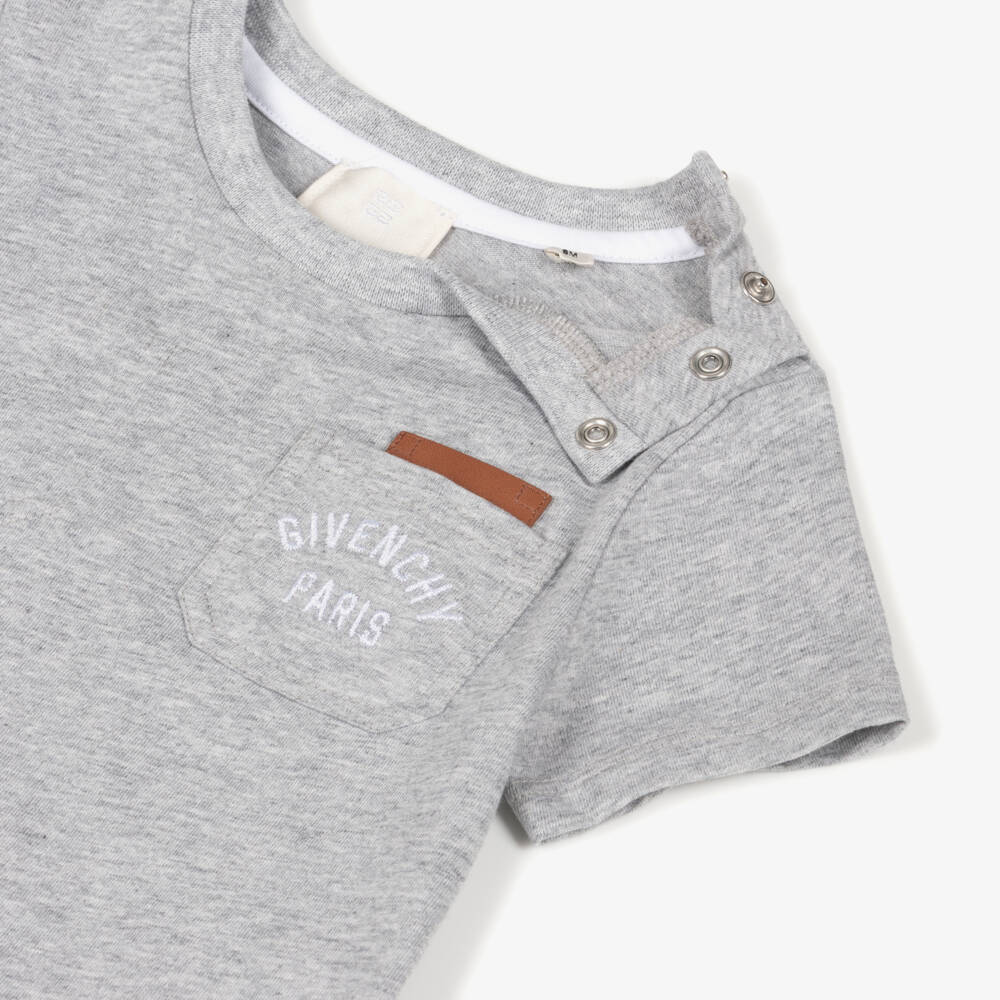 Givenchy-Grey Logo Pocket T-shirt | Childrensalon Outlet