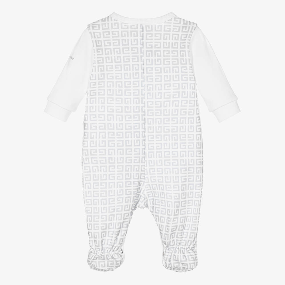 Givenchy-Бело-серый комбинезон с принтом 4G | Childrensalon Outlet