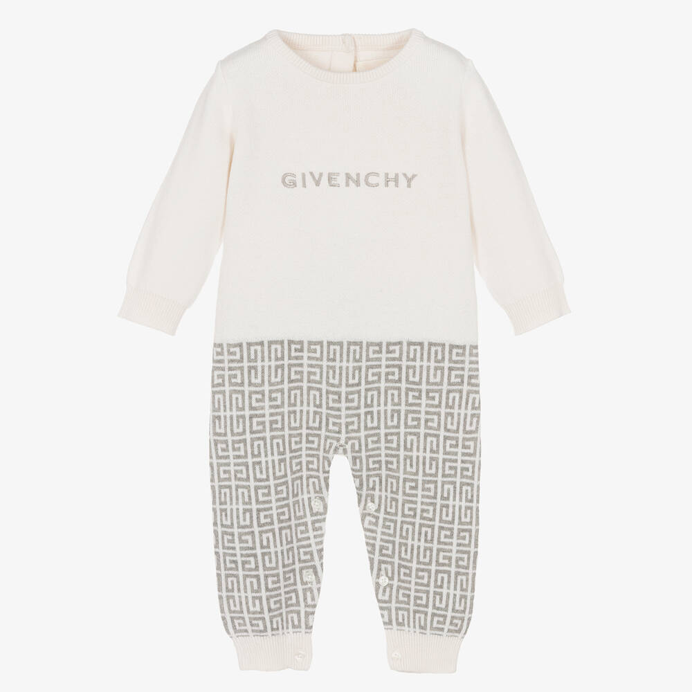 Givenchy - Кремовый вязаный ромпер из хлопка и кашемира | Childrensalon