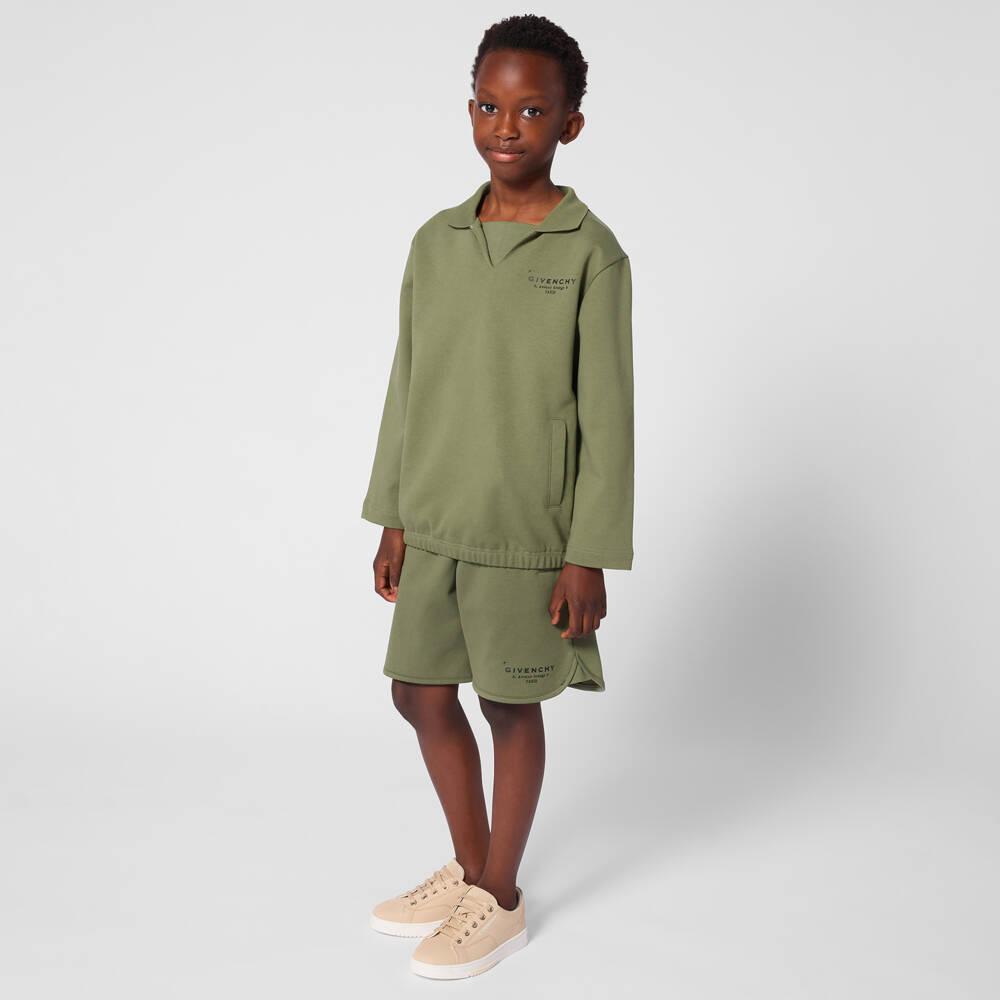 Givenchy-Khaki Logo Shorts | Childrensalon Outlet
