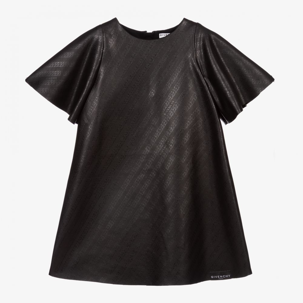 Givenchy - Girls Black Faux Leather Dress | Childrensalon