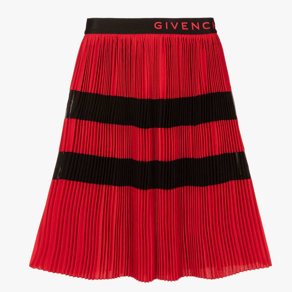 Givenchy - Red Pleated Logo Skirt | Childrensalon