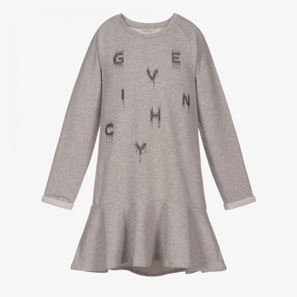 Givenchy - فستان تينز قطن جيرسي لون رمادي | Childrensalon