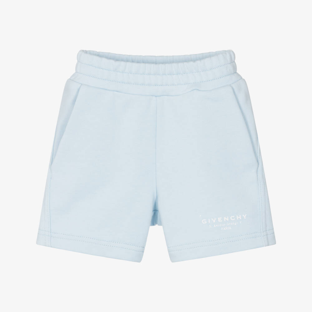 Givenchy-Pale Blue Logo Shorts | Childrensalon Outlet