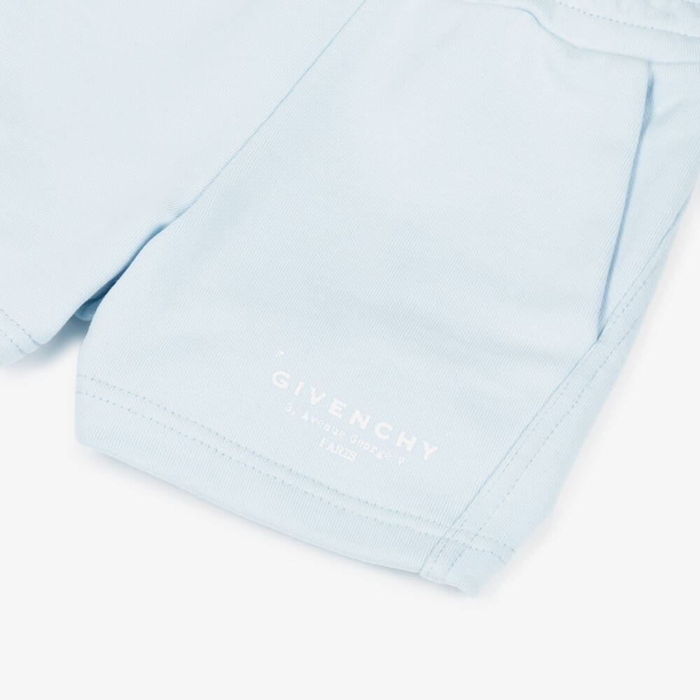 Givenchy-Pale Blue Logo Shorts | Childrensalon Outlet