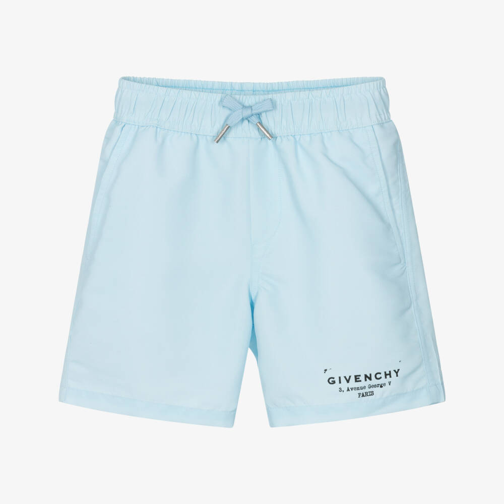 Givenchy-Pale Blue Logo Swim Shorts | Childrensalon Outlet