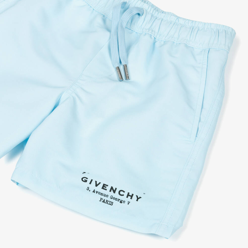 Givenchy-Pale Blue Logo Swim Shorts | Childrensalon Outlet