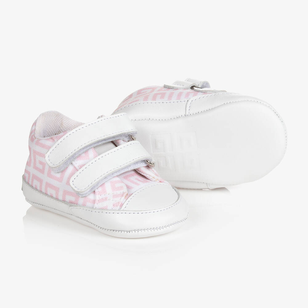 Givenchy - Baskets roses toile et cuir 4G bébé | Childrensalon