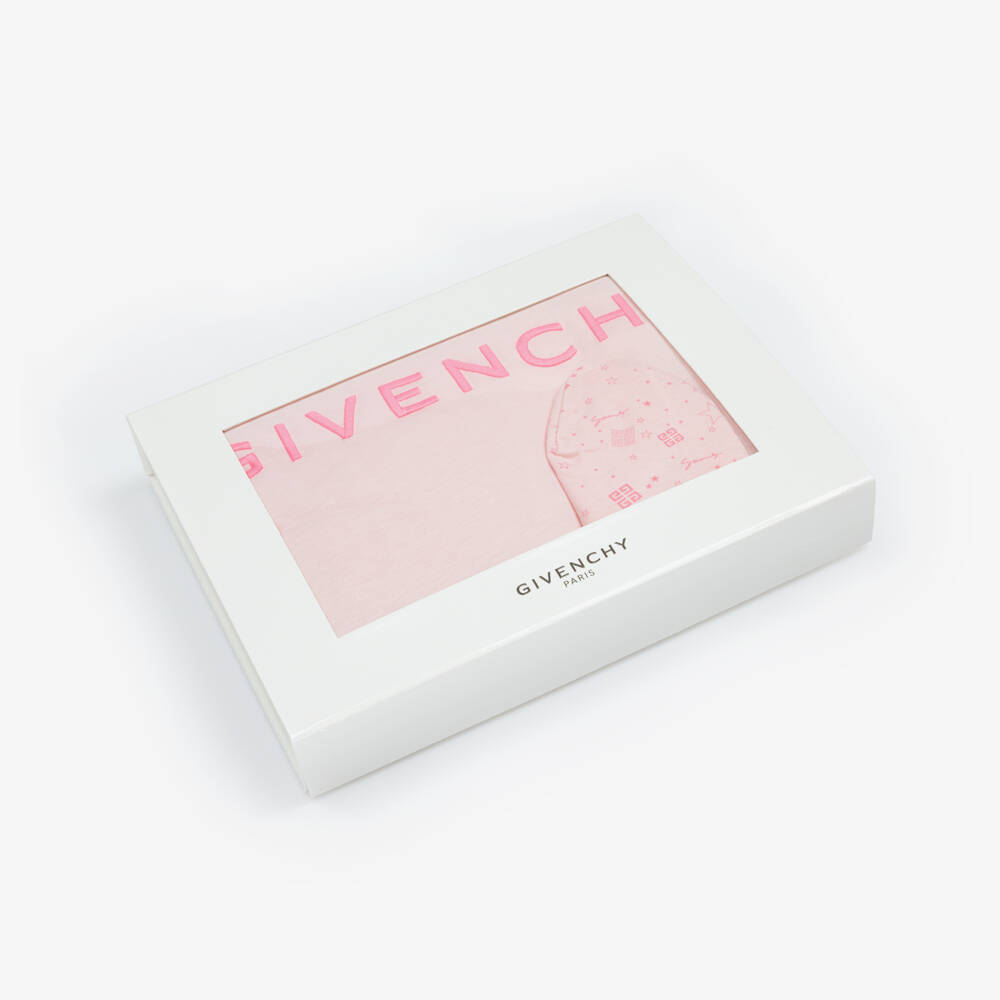 Givenchy-Pink Cotton Hat & Padded Blanket Set (78cm) | Childrensalon Outlet